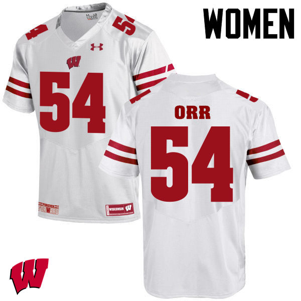 Wisconsin Badgers Women's #54 Chris Orr NCAA Under Armour Authentic White College Stitched Football Jersey ZT40Z37TL